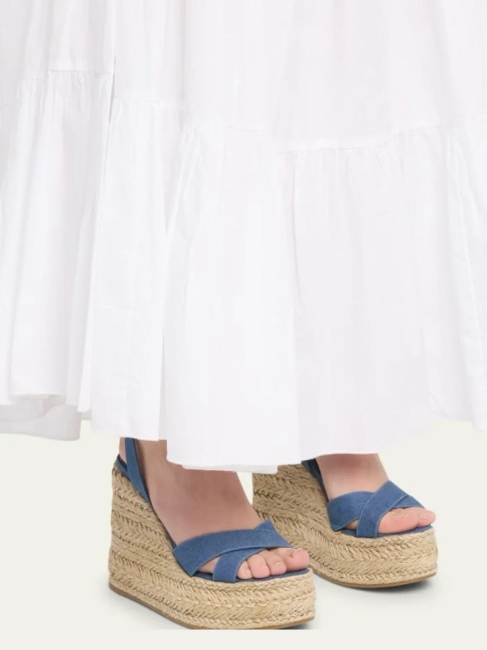 Christian Louboutin Mariza Zeppa 130 Denin Criss-Cross Espadrille Sandals